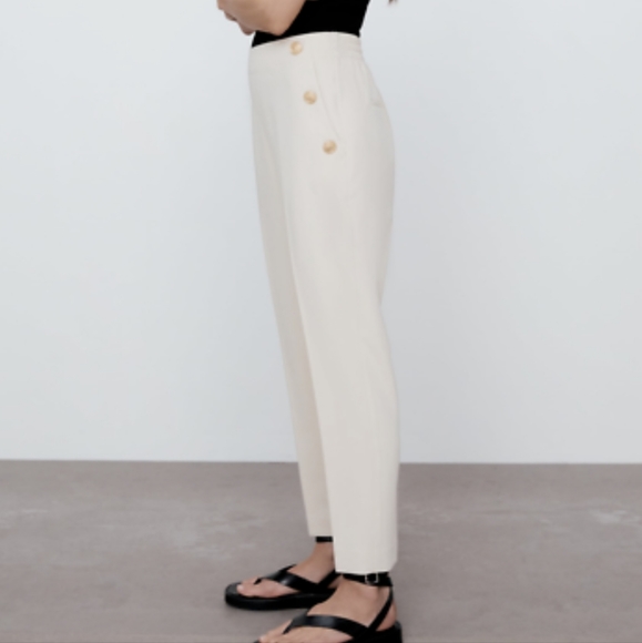 NWT Zara Straight Leg Ecru Pants, Size XS - Picture 4 of 10
